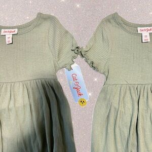 Cat & Jack Set 2 Girl’s Casual Dress in Light olive.